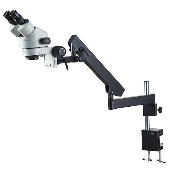 Articulating arm stereo zoom microscope